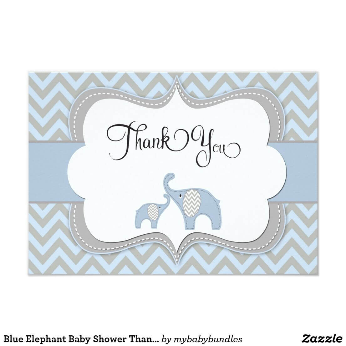 Blue Elephant Baby Shower Thank You Card | Zazzle | Baby Throughout Thank You Card Template For Baby Shower