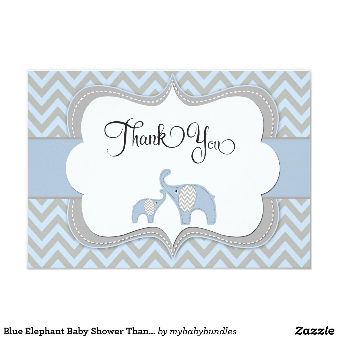 Blue Elephant Baby Shower Thank You Card | Zazzle | Baby Within Template For Baby Shower Thank You Cards