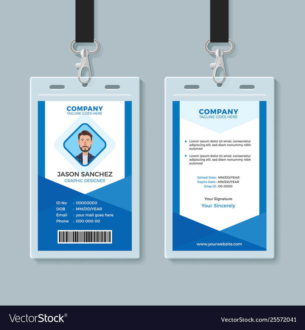 Blue Employee Identity Card Template For Work Id Card Template