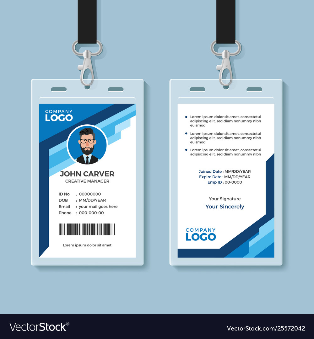 Blue Graphic Employee Id Card Template Intended For Sample Of Id Card Template