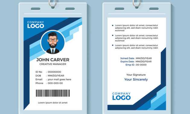 Blue Graphic Employee Id Card Template intended for Work Id Card Template