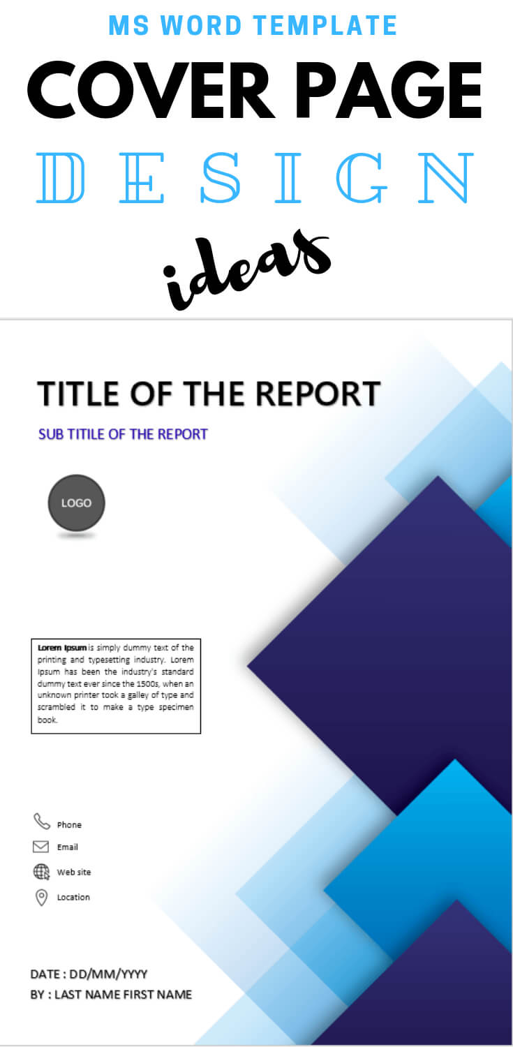 Blue Squares Abstract Design Template | Cover Pages, Page With Regard To Cover Page Of Report Template In Word