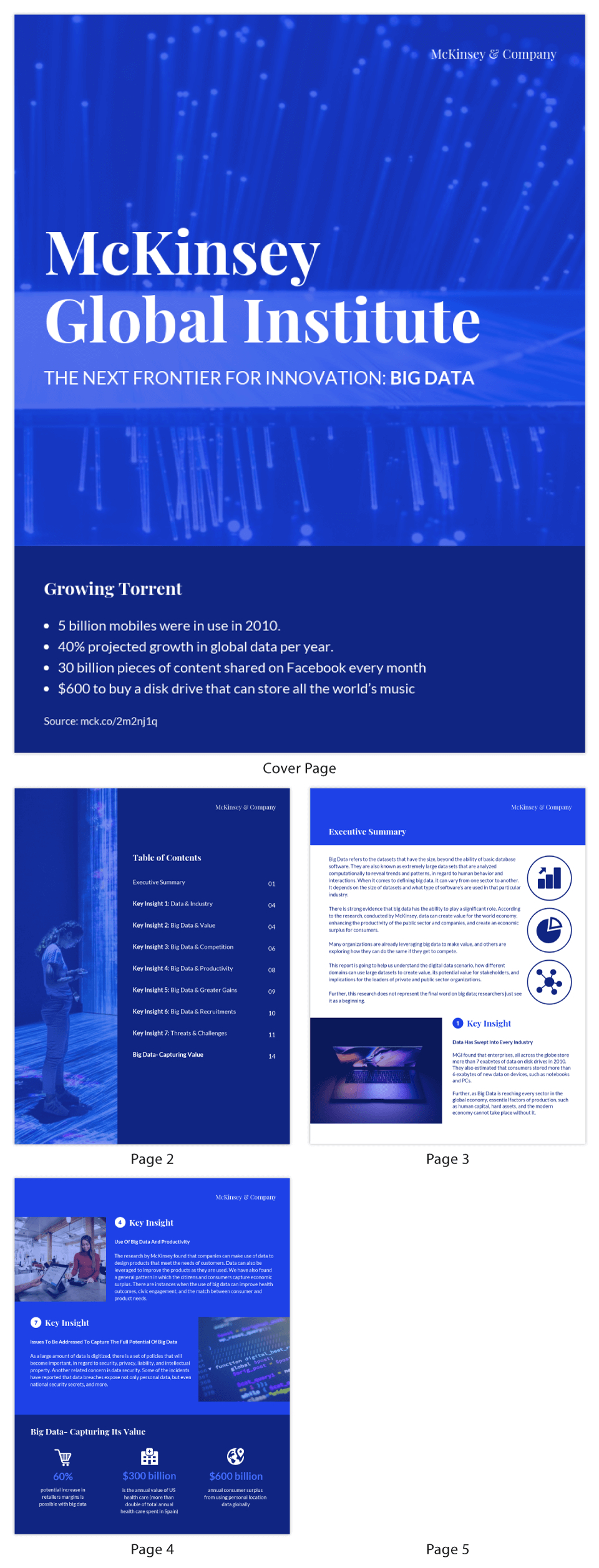 Blue Tech Mckinsey Consulting Report Template With Regard To Mckinsey Consulting Report Template