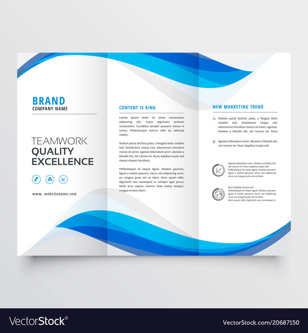 Blue Wavy Business Trifold Brochure Template Throughout Free Illustrator Brochure Templates Download