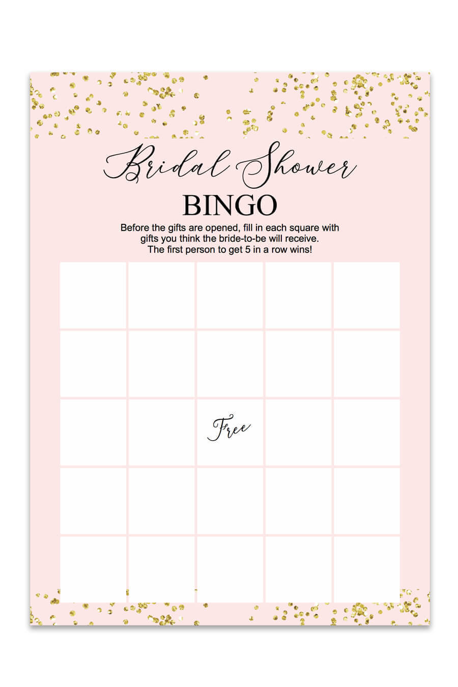 Blush And Confetti Bridal Shower Bingo – Chicfetti For Blank Bridal Shower Bingo Template