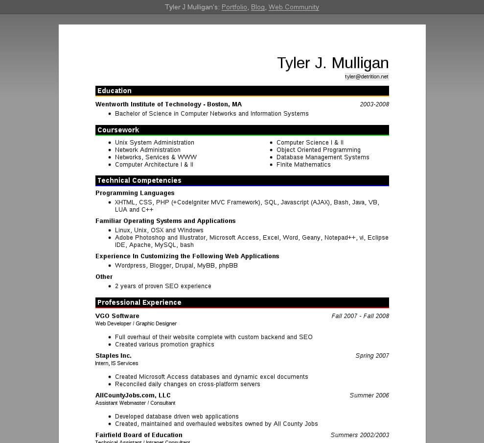 Bold Blocks/headings, Diff Format | Sample Resume Templates Within Resume Templates Word 2007