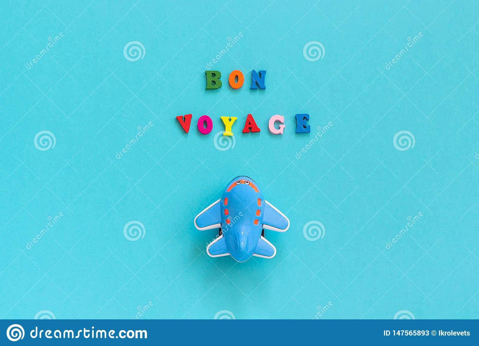 Bon Voyage Colorful Text And Children`s Funny Toy Plane On With Regard To Bon Voyage Card Template