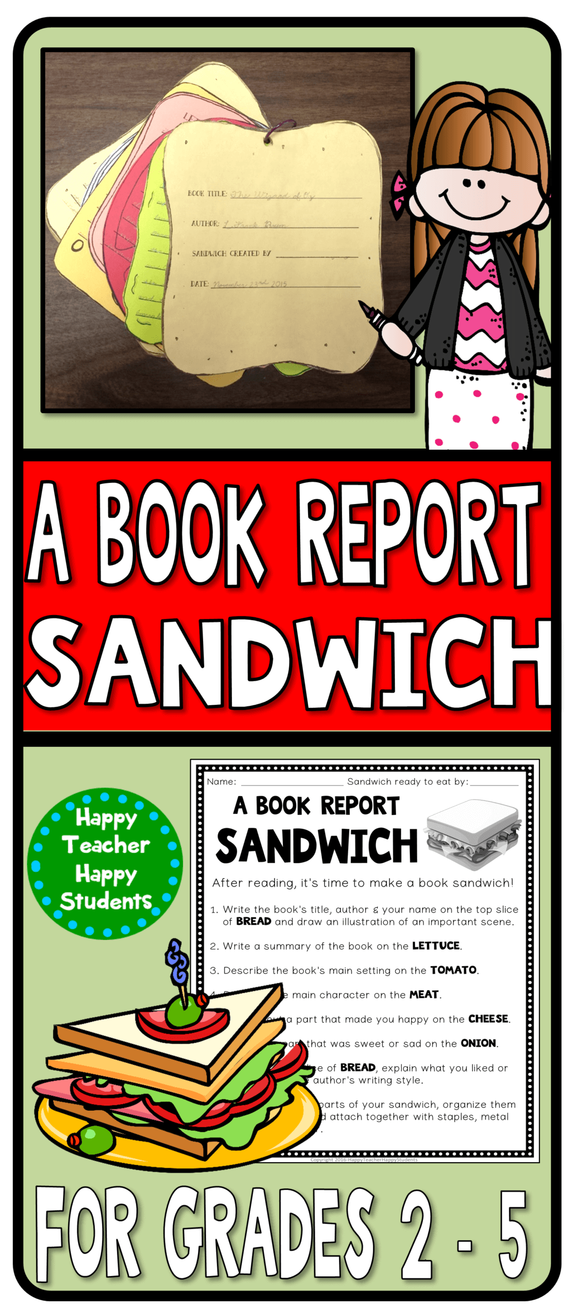 Book Report Sandwich: 7 Layer Sandwich Book Report Inside Sandwich Book Report Printable Template