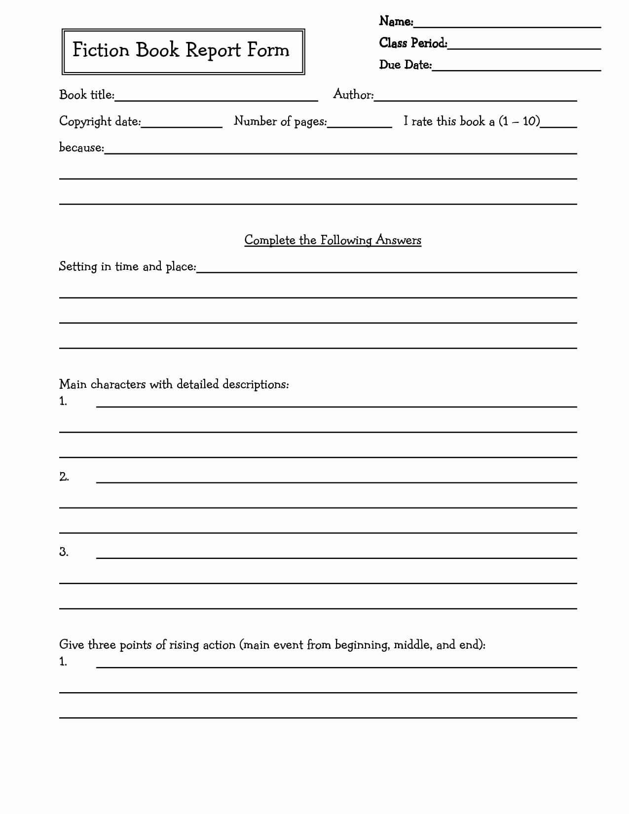 Book Report Templates For 4Th Grade  | Middle School Intended For High School Book Report Template