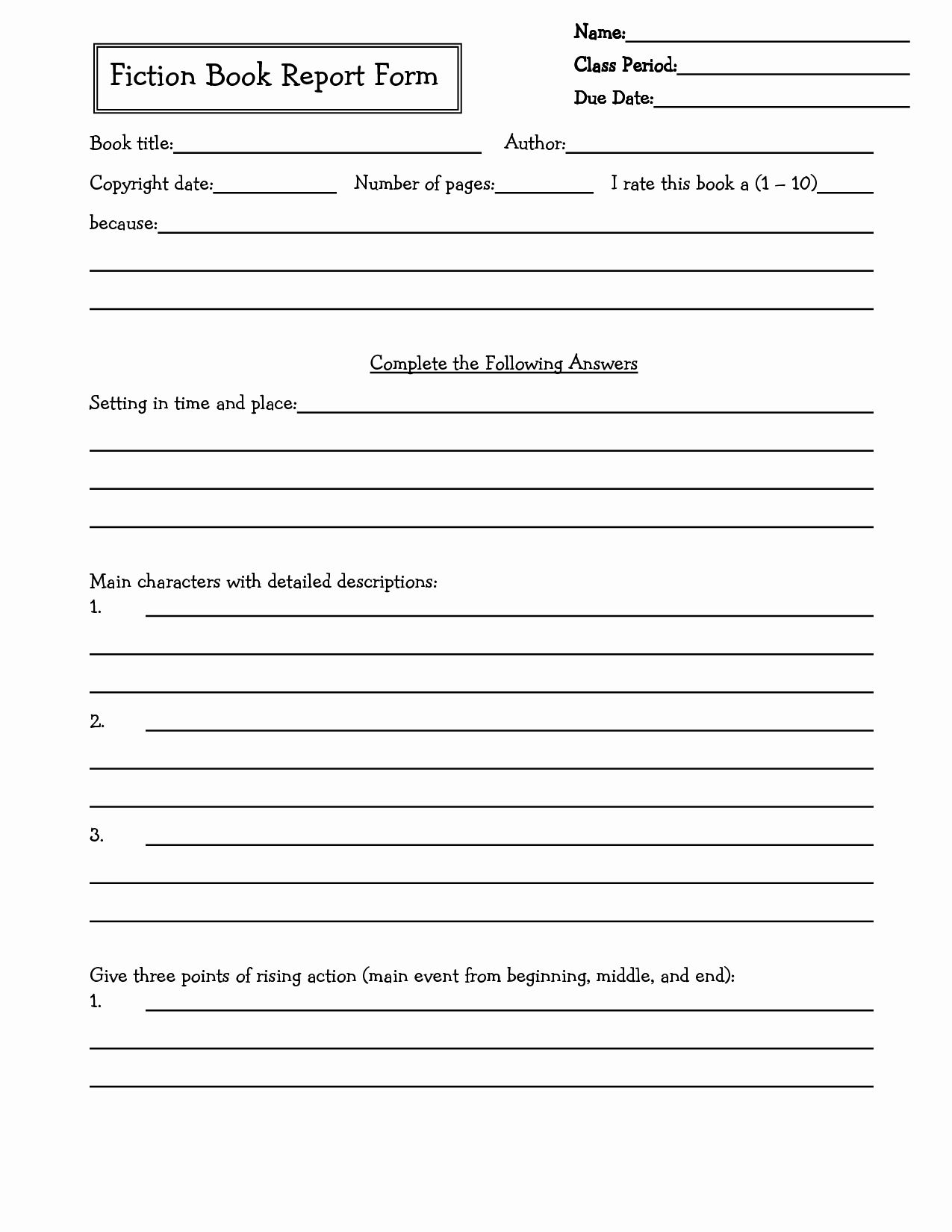 Book Report Templates For 4Th Grade  | Middle School Regarding Book Report Template 6Th Grade