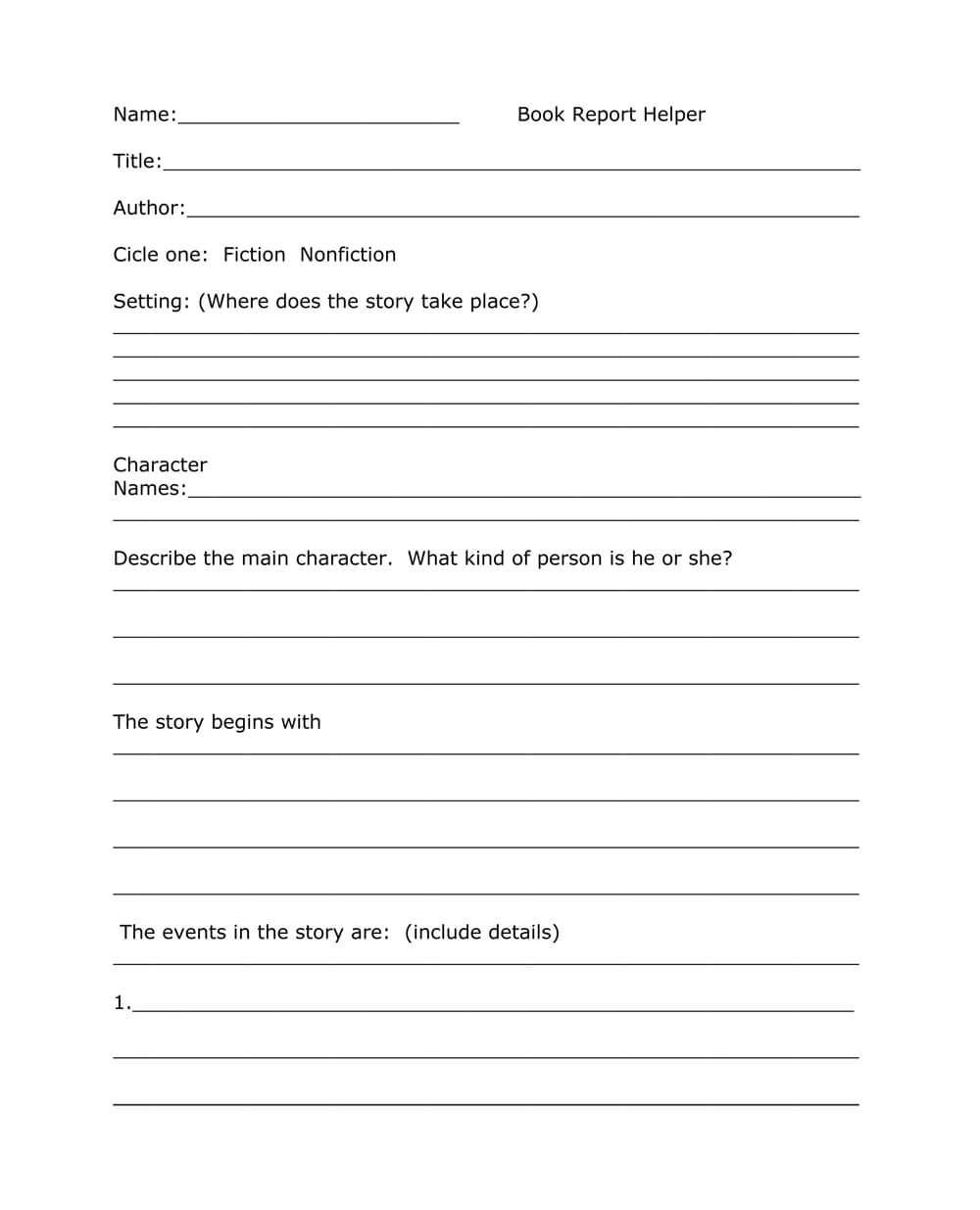 Book Report Templates From Custom Writing Service With One Page Book Report Template