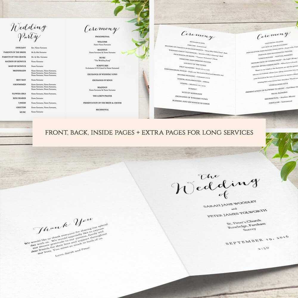 Booklet Wedding Program Template, Church Order Of Service For Church Program Templates Word