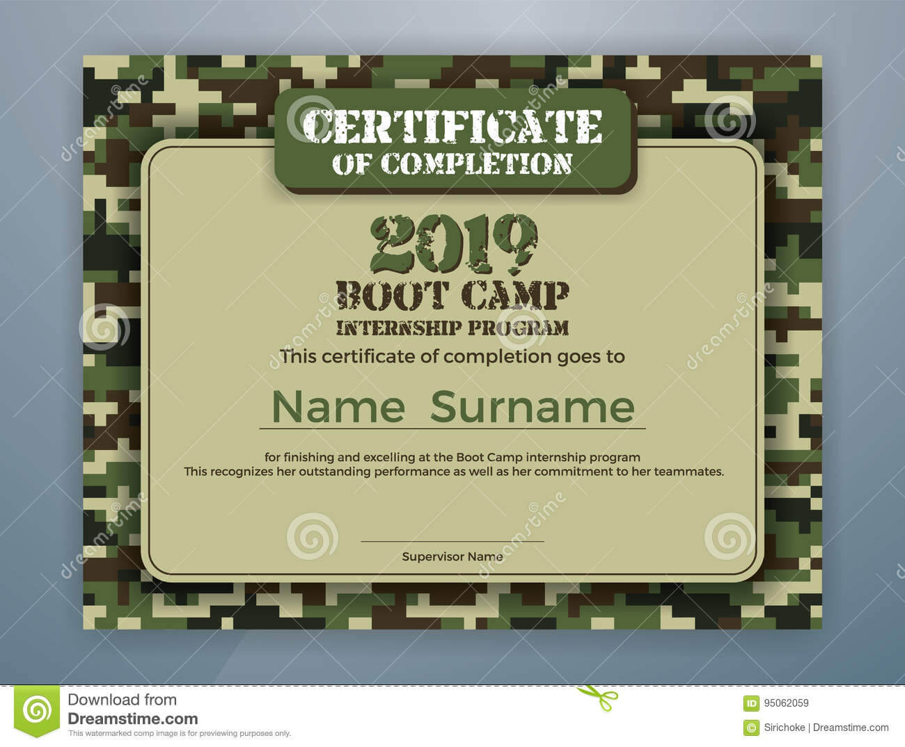 Boot Camp Internship Program Certificate Template Stock Within Boot Camp Certificate Template
