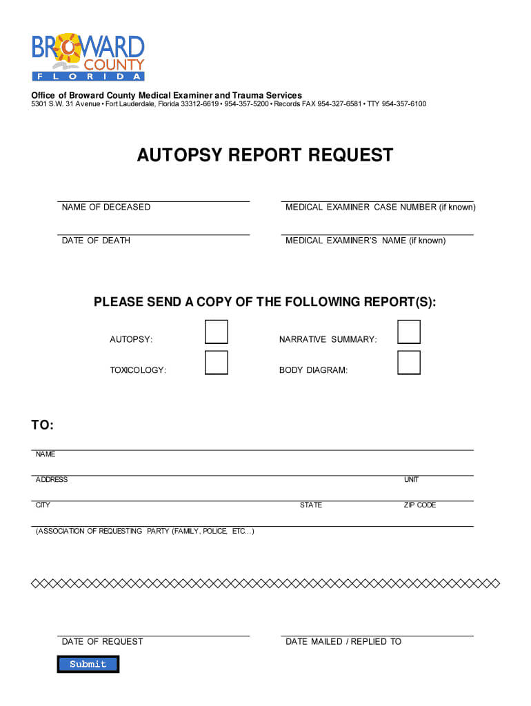 Broward County Autopsy Report – Fill Online, Printable Pertaining To Blank Autopsy Report Template
