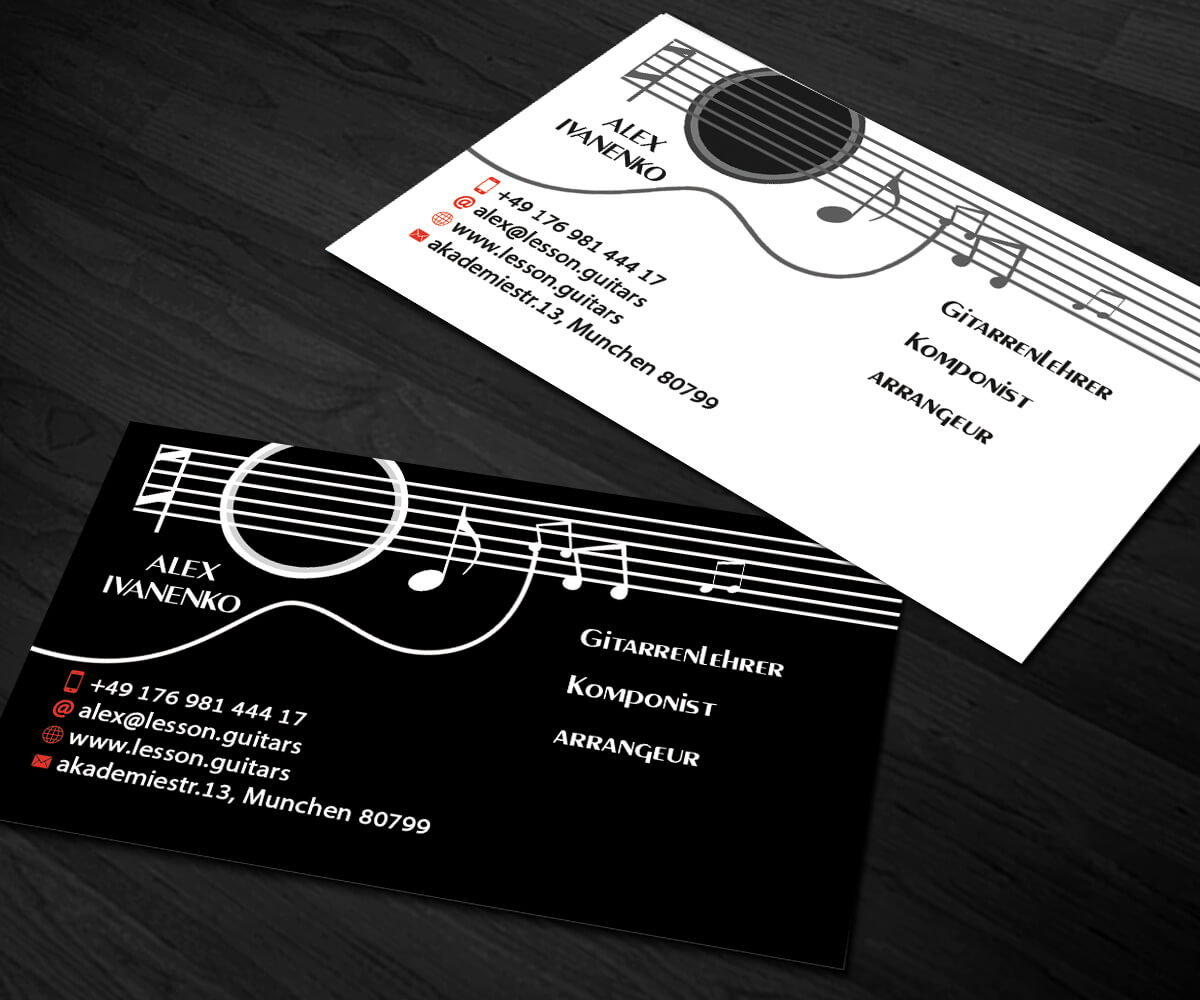 Business Card Design Sanrell ™ For Guitar Teacher And Intended For Business Cards For Teachers Templates Free