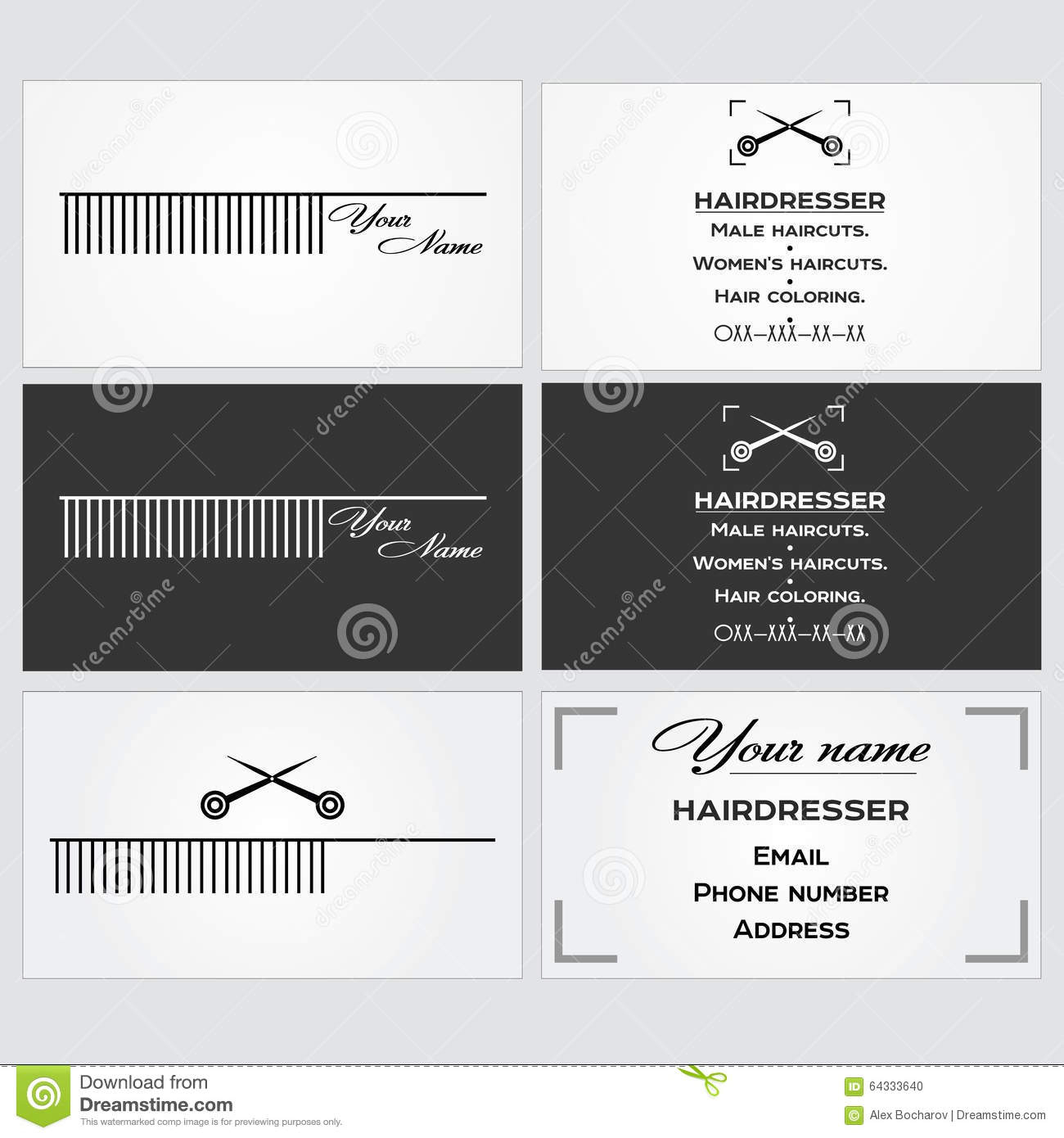 Business Card Template For A Hairdresser. Stock Vector Within Hairdresser Business Card Templates Free