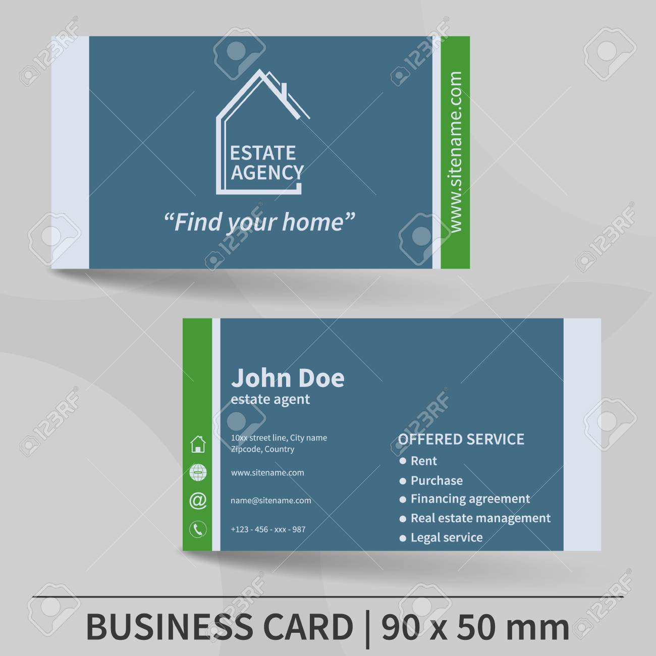 Business Card Template. Real Estate Agency. Design For Your Individual.. With Regard To Real Estate Agent Business Card Template