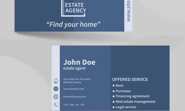 Business Card Template Real Estate Agency Design inside Real Estate Agent Business Card Template