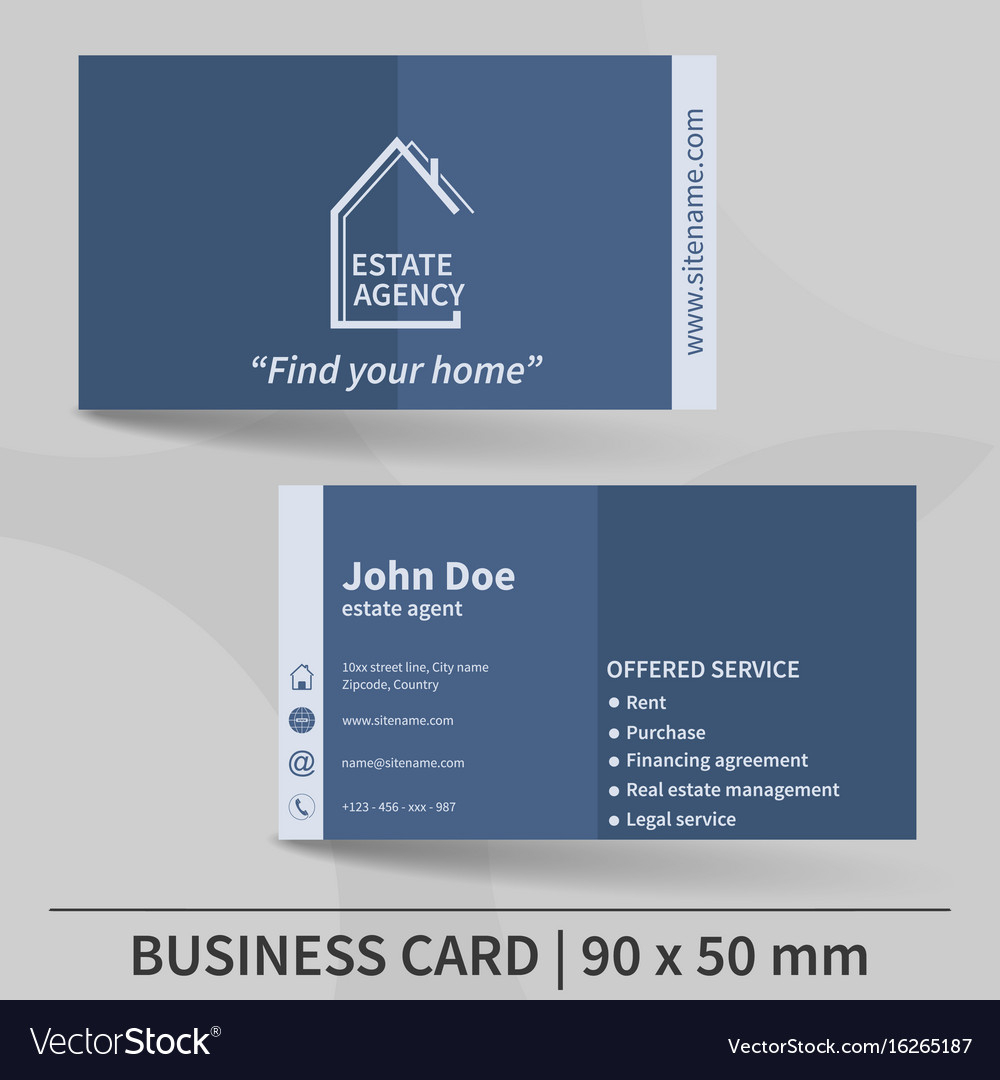 Business Card Template Real Estate Agency Design Inside Real Estate Agent Business Card Template