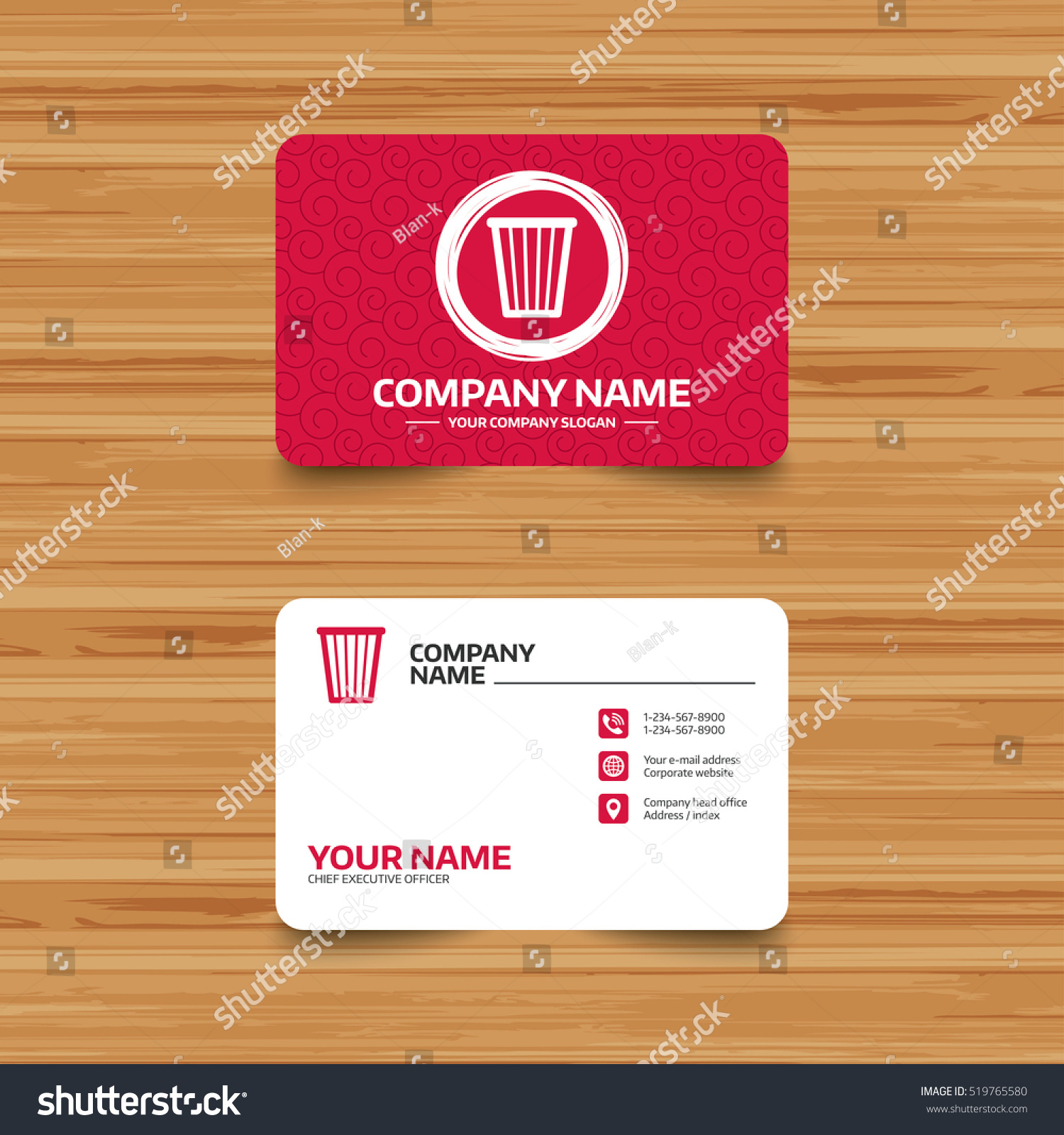 Business Card Template Texture Recycle Bin Stock Vector Pertaining To Bin Card Template