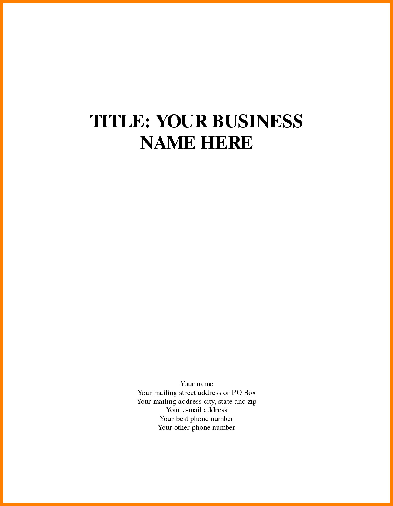 Business Plan Cover Page Template Letter Nd Templte E2 80 93 Within Word Title Page Templates