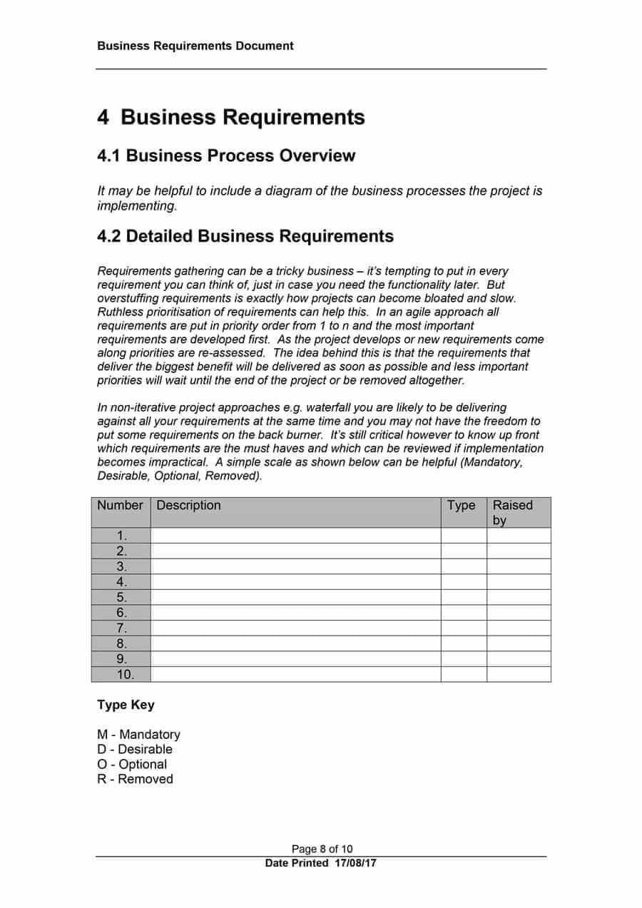 Business Requirements Template – Busi Regarding Reporting Requirements Template