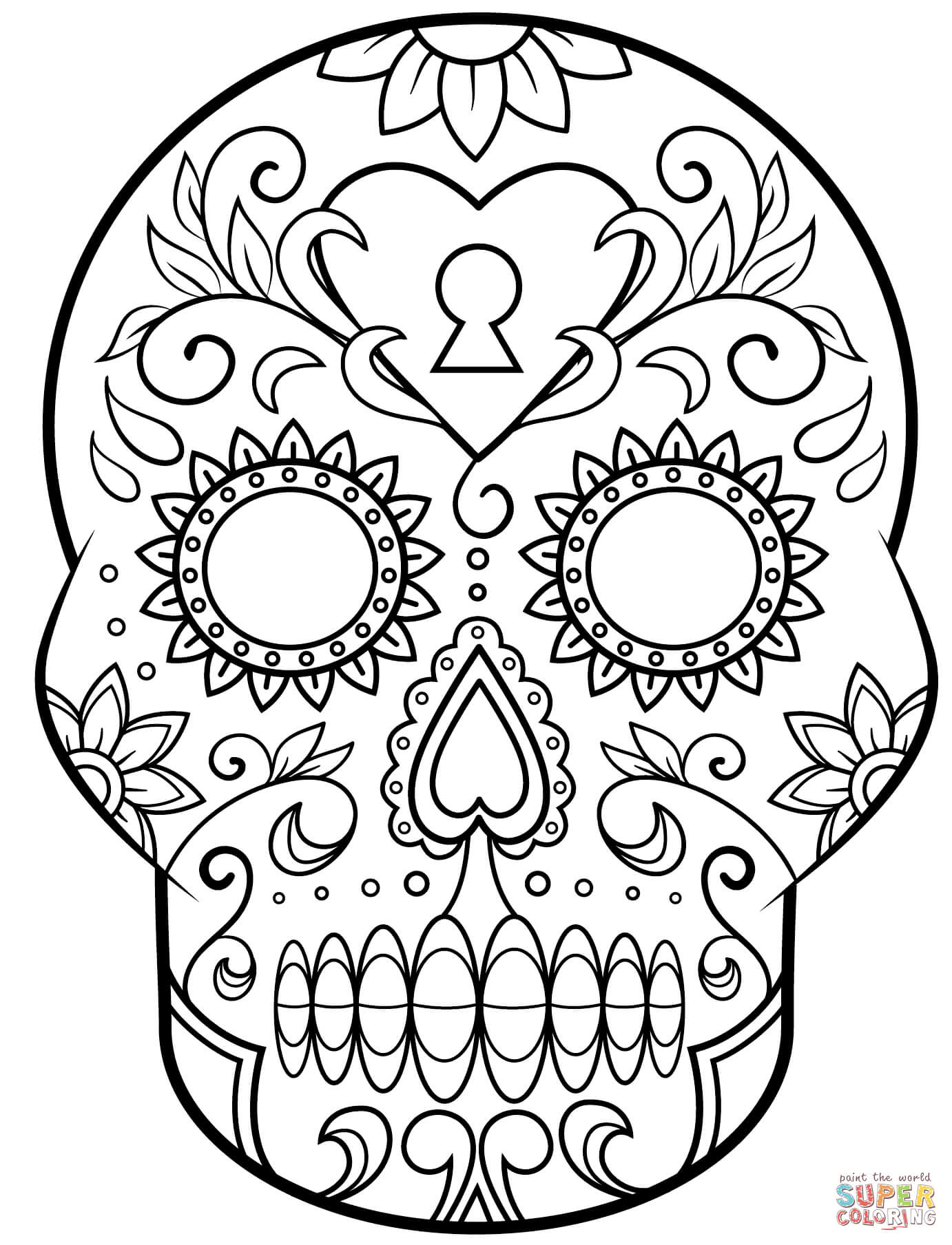 Calavera De Azúcar Del Día De Los Muertos | Super Coloring Regarding Blank Sugar Skull Template