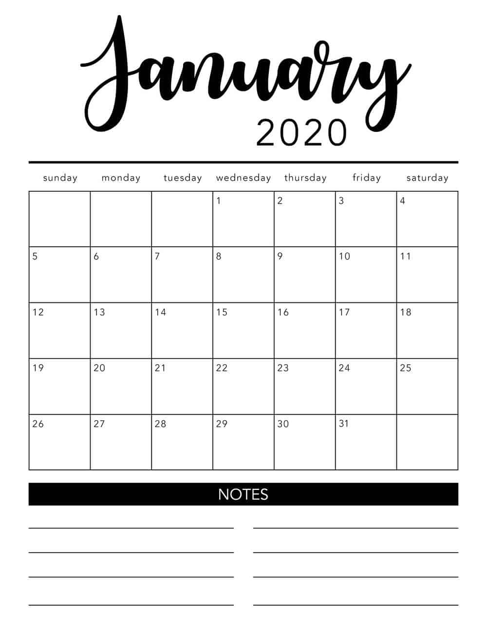 Calendar 2020 Printable Monthly | Free Printable Calendar For Blank Calander Template
