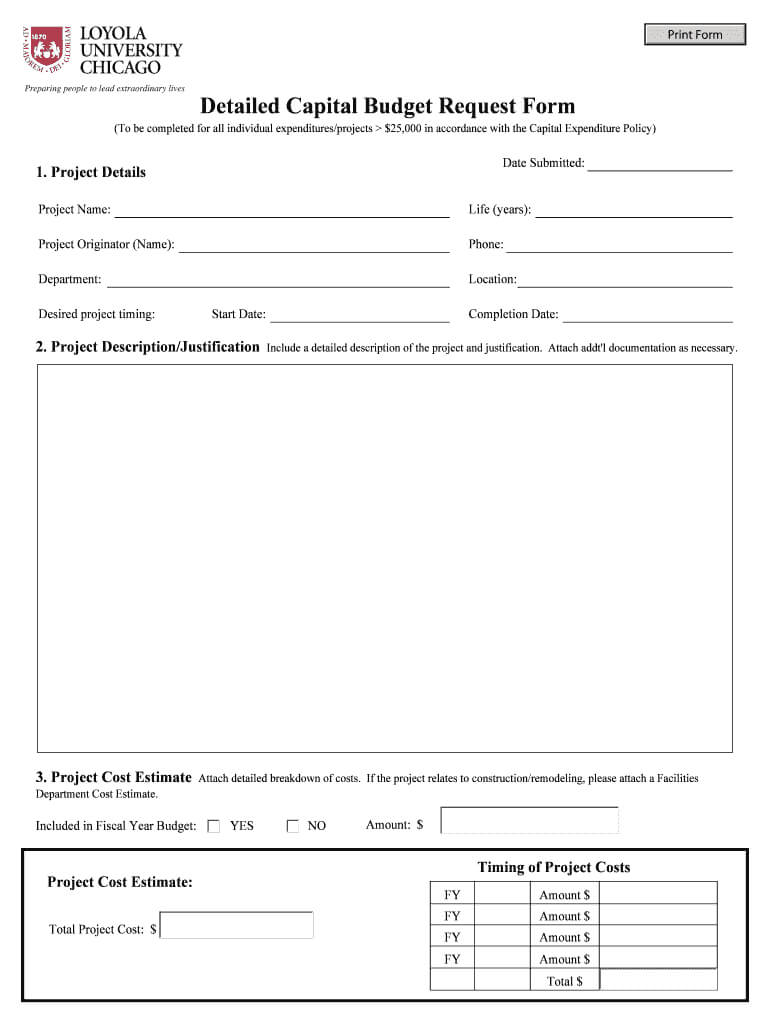 Capital Request Form – Fill Online, Printable, Fillable Inside Capital Expenditure Report Template