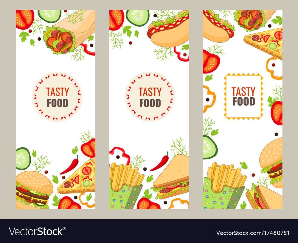 Cartoon Flat Fast Food Banner Template Set Pertaining To Food Banner Template