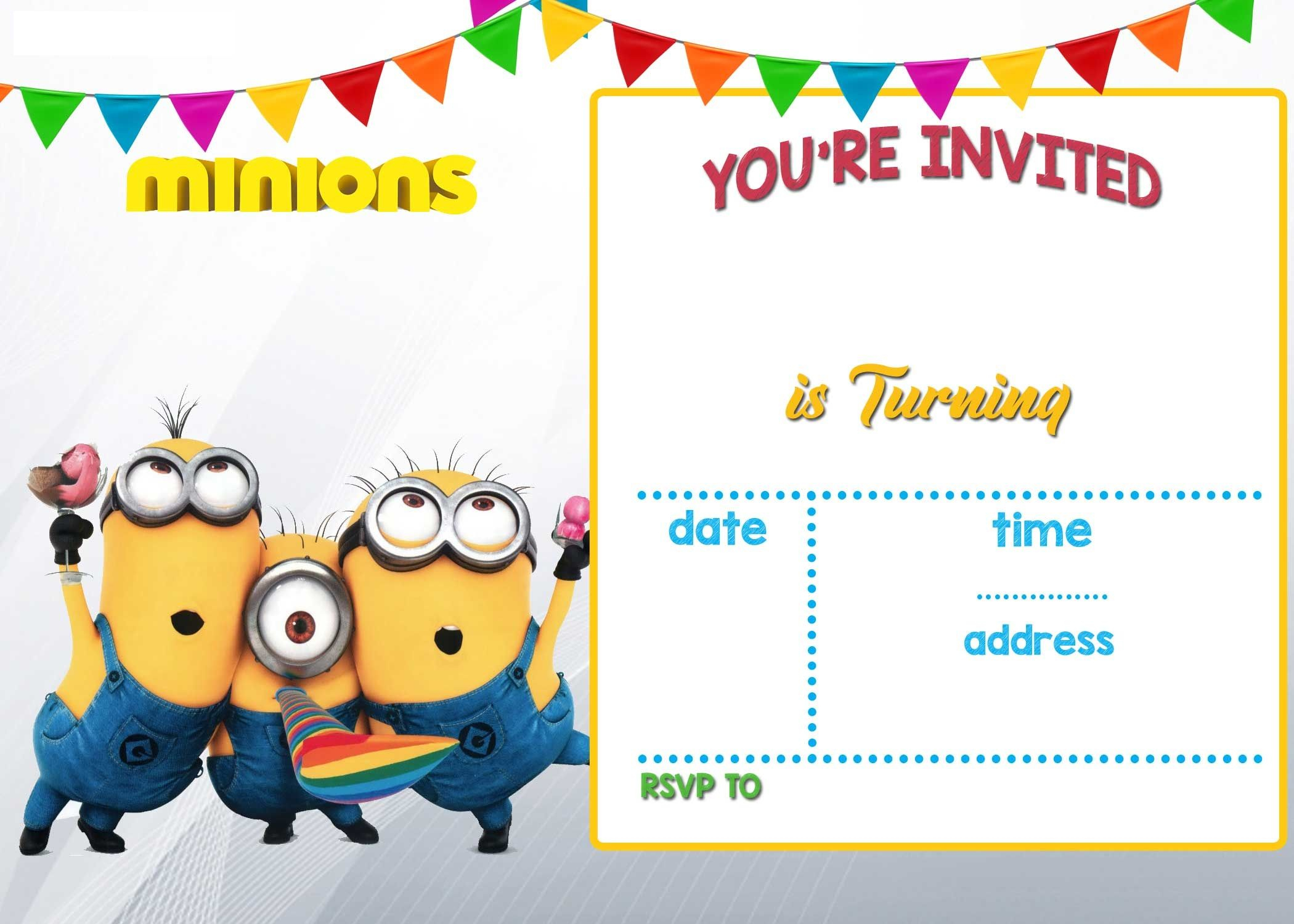 Cartoon Invitation Ppt Template | Minion Birthday Pertaining To Superhero Birthday Card Template