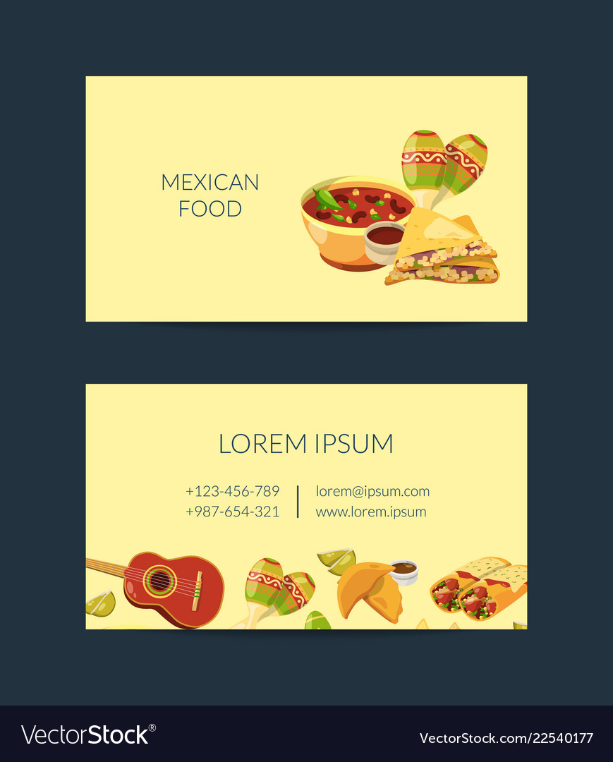 Cartoon Mexican Food Business Card Template Within Food Business Cards Templates Free