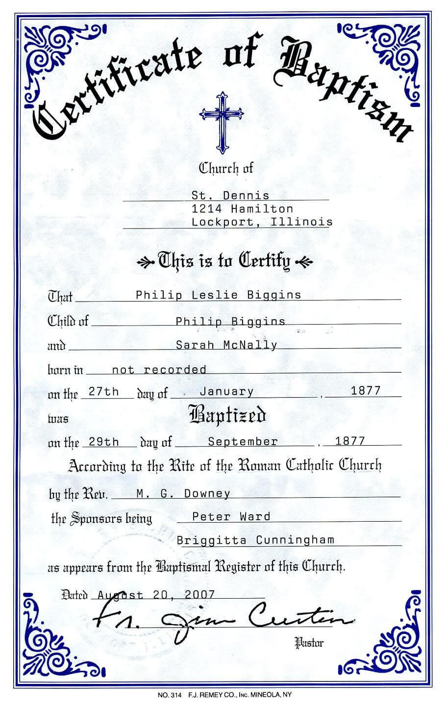 Catholic Baptism Certificate – Yahoo Image Search Results In Crossing The Line Certificate Template
