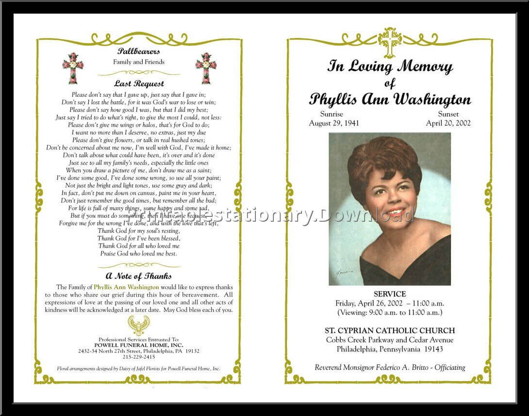 Celebration Of Life Templates For Word Free - Aol Image Within Memorial Cards For Funeral Template Free