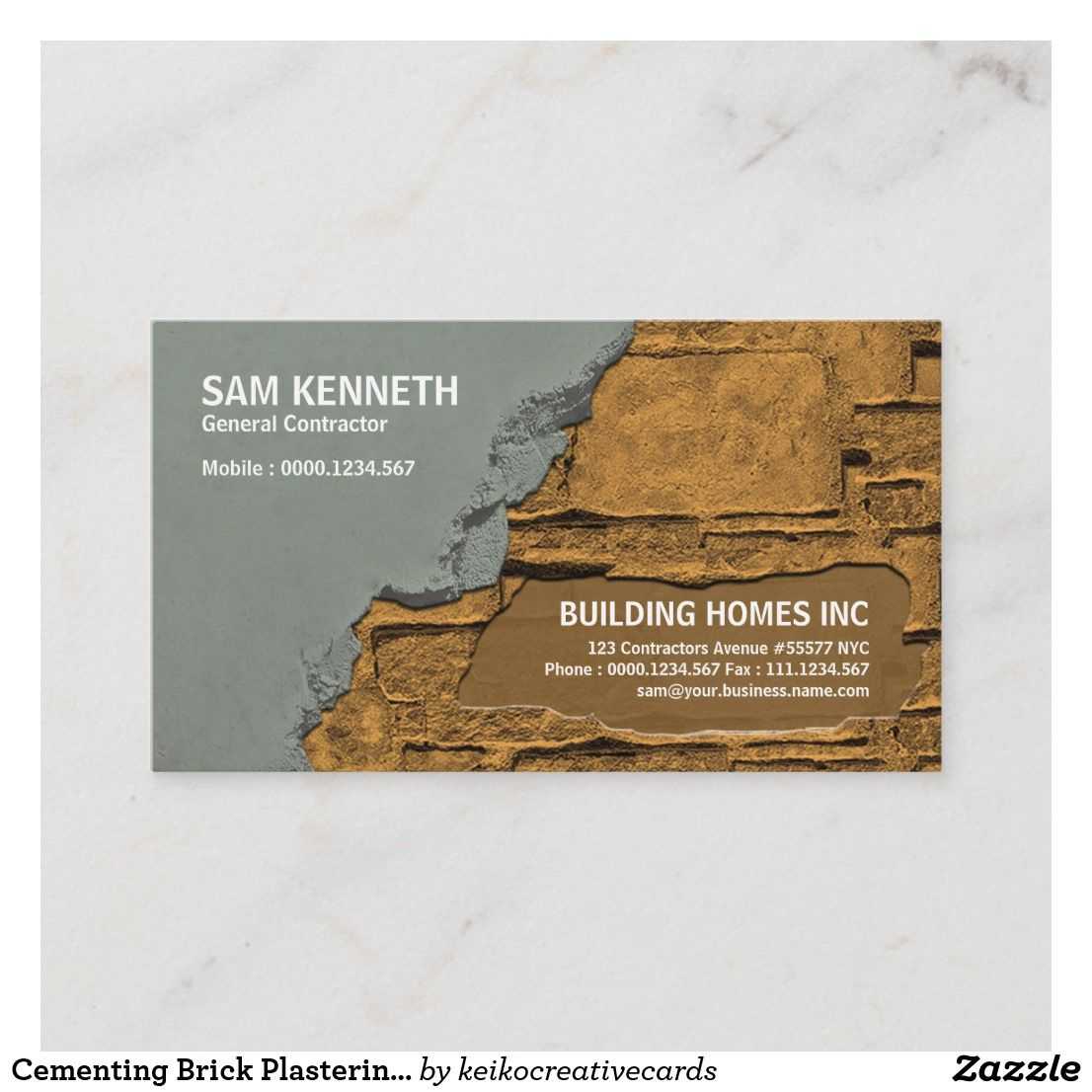 Cementing Brick Plastering Construction Manager Business Within Plastering Business Cards Templates