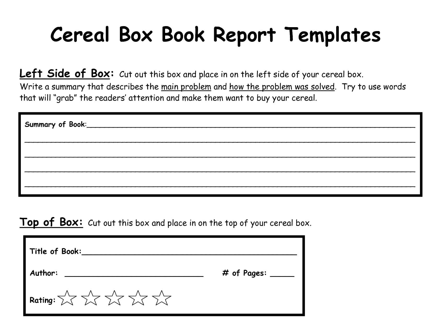 Cereal+Box+Book+Report+Template | Book Report Templates Pertaining To Cereal Box Book Report Template