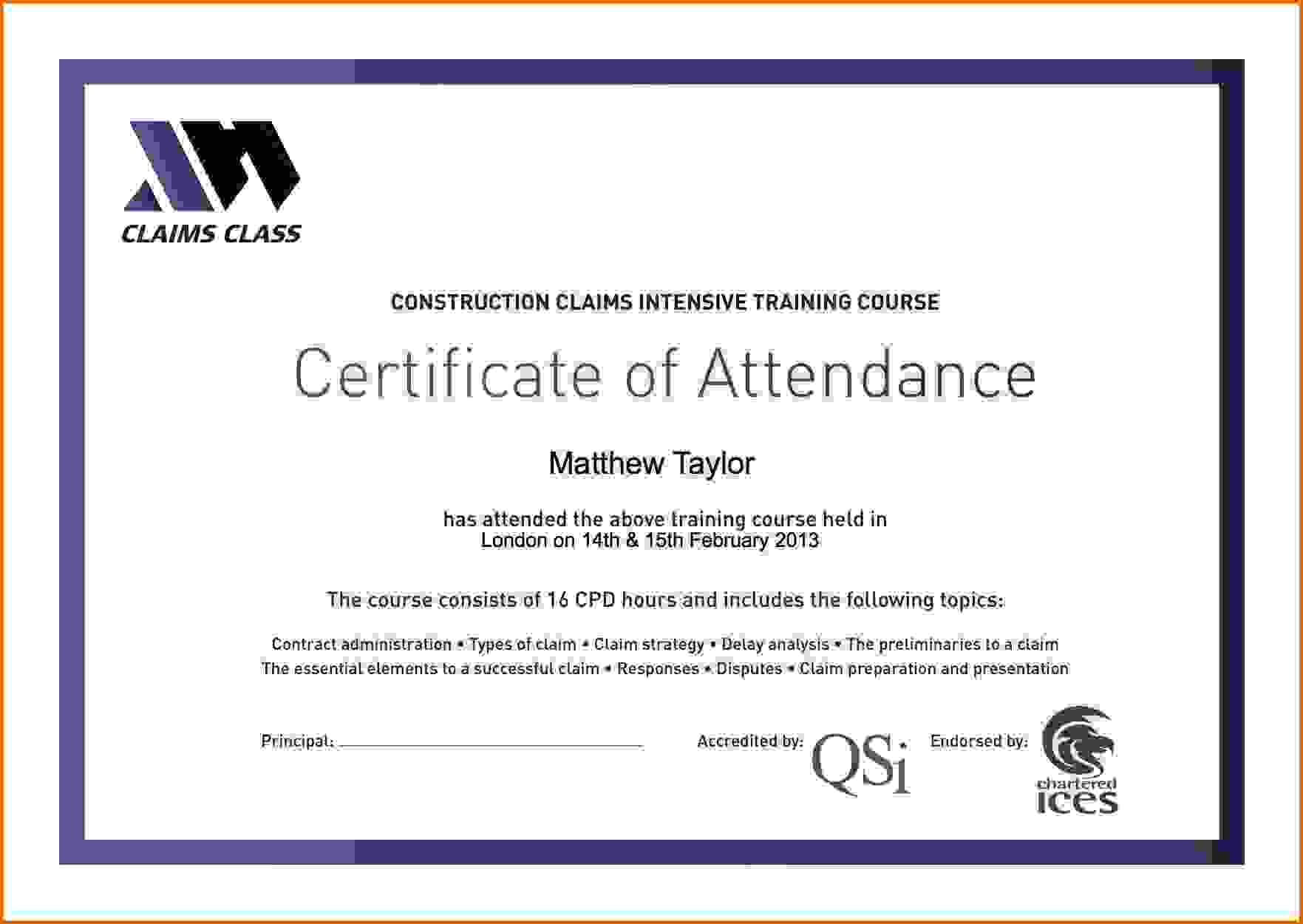 Certificate Attendance Templatec Certification Letter With Template For Training Certificate