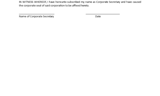 Certificate, Corporate Secretary's | Templates At throughout Corporate Secretary Certificate Template