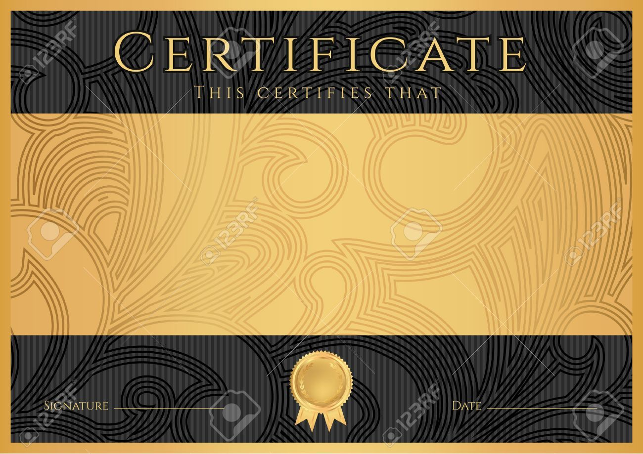 Certificate, Diploma Of Completion Black Design Template For Scroll Certificate Templates