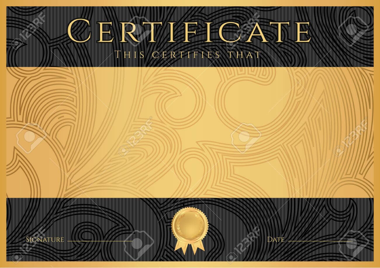 Certificate, Diploma Of Completion Black Design Template Inside Certificate Scroll Template