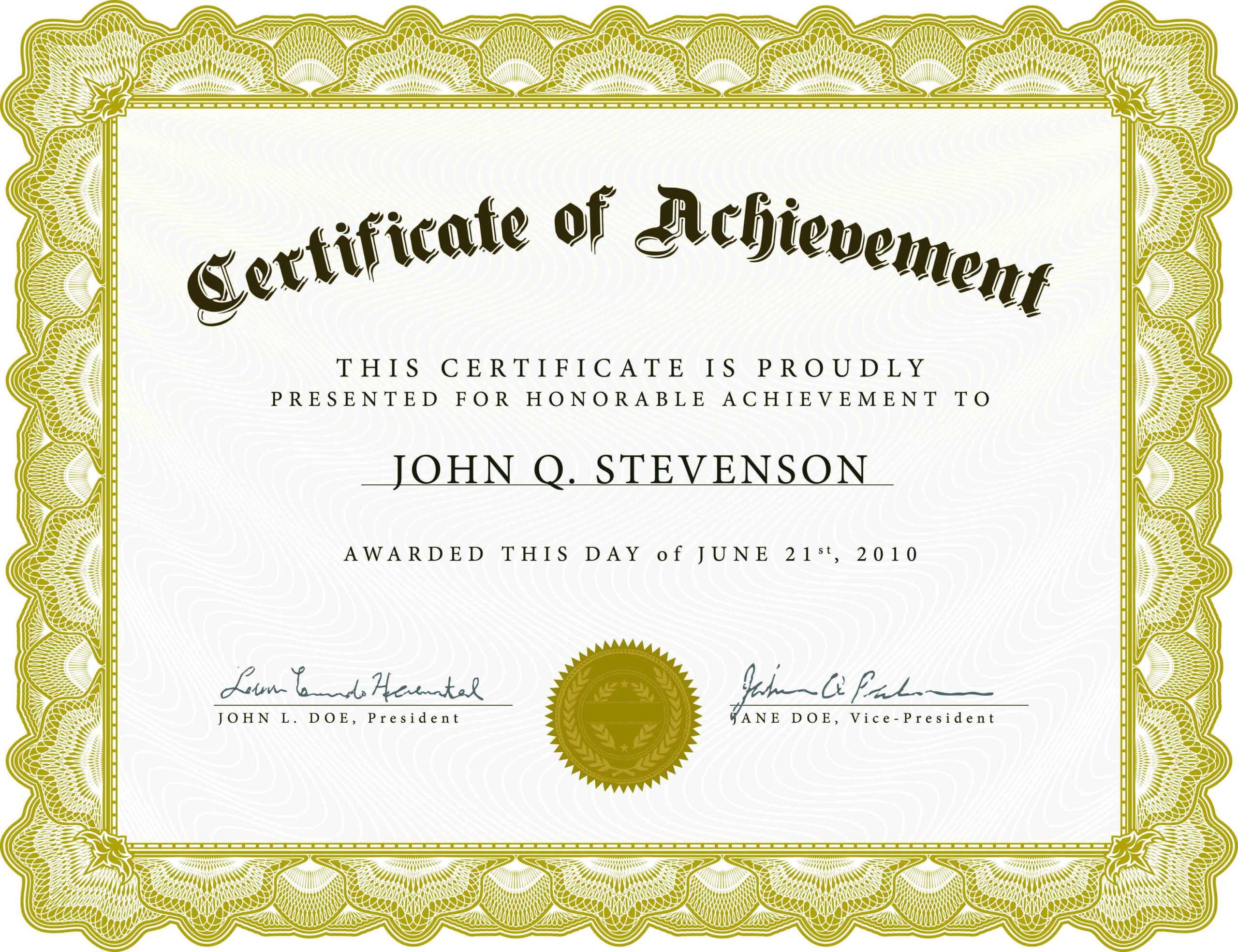 Certificate Of Academic Achievement Template | Photo Stock For Certificate Of Accomplishment Template Free