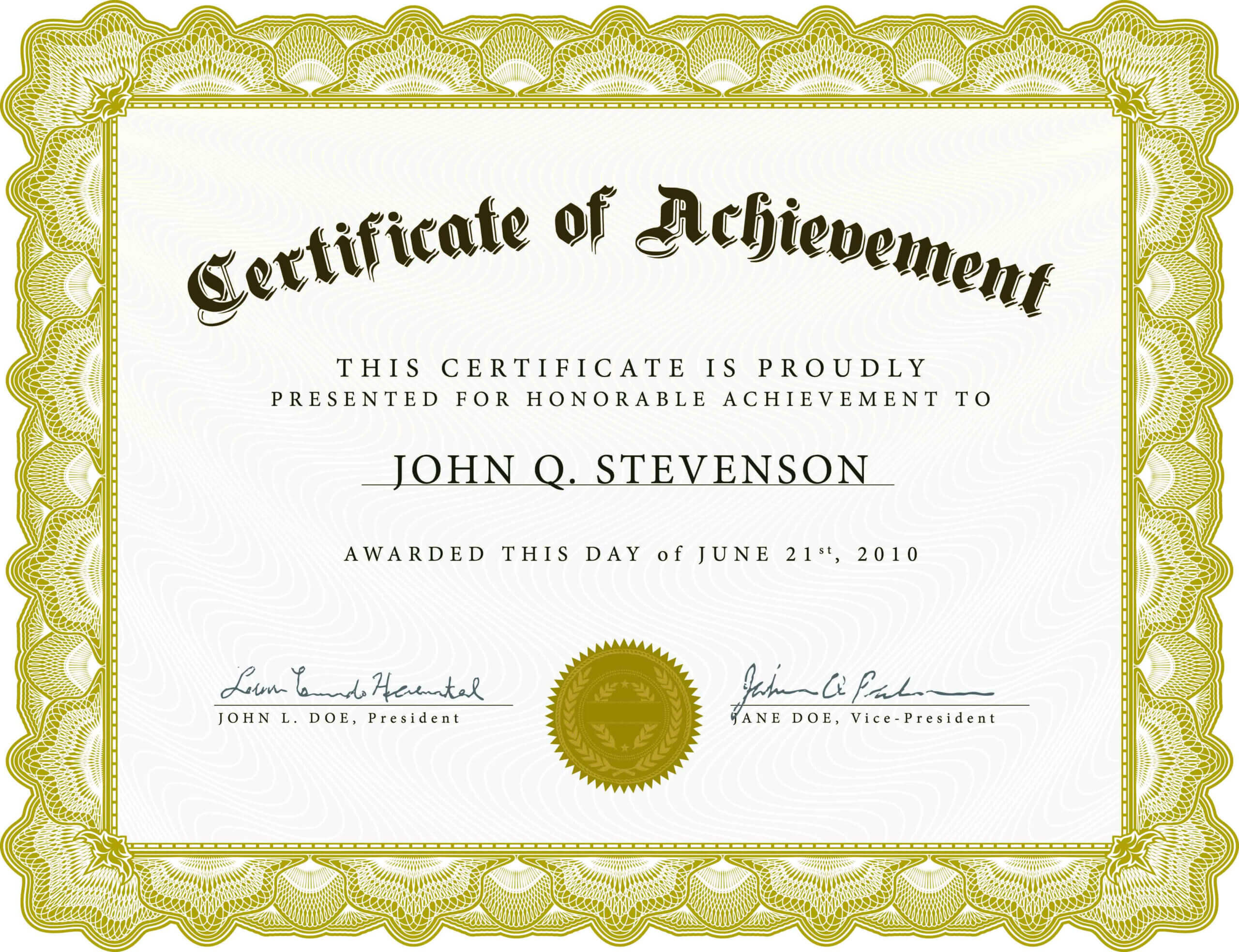 Certificate Of Academic Achievement Template | Photo Stock Intended For Blank Certificate Of Achievement Template