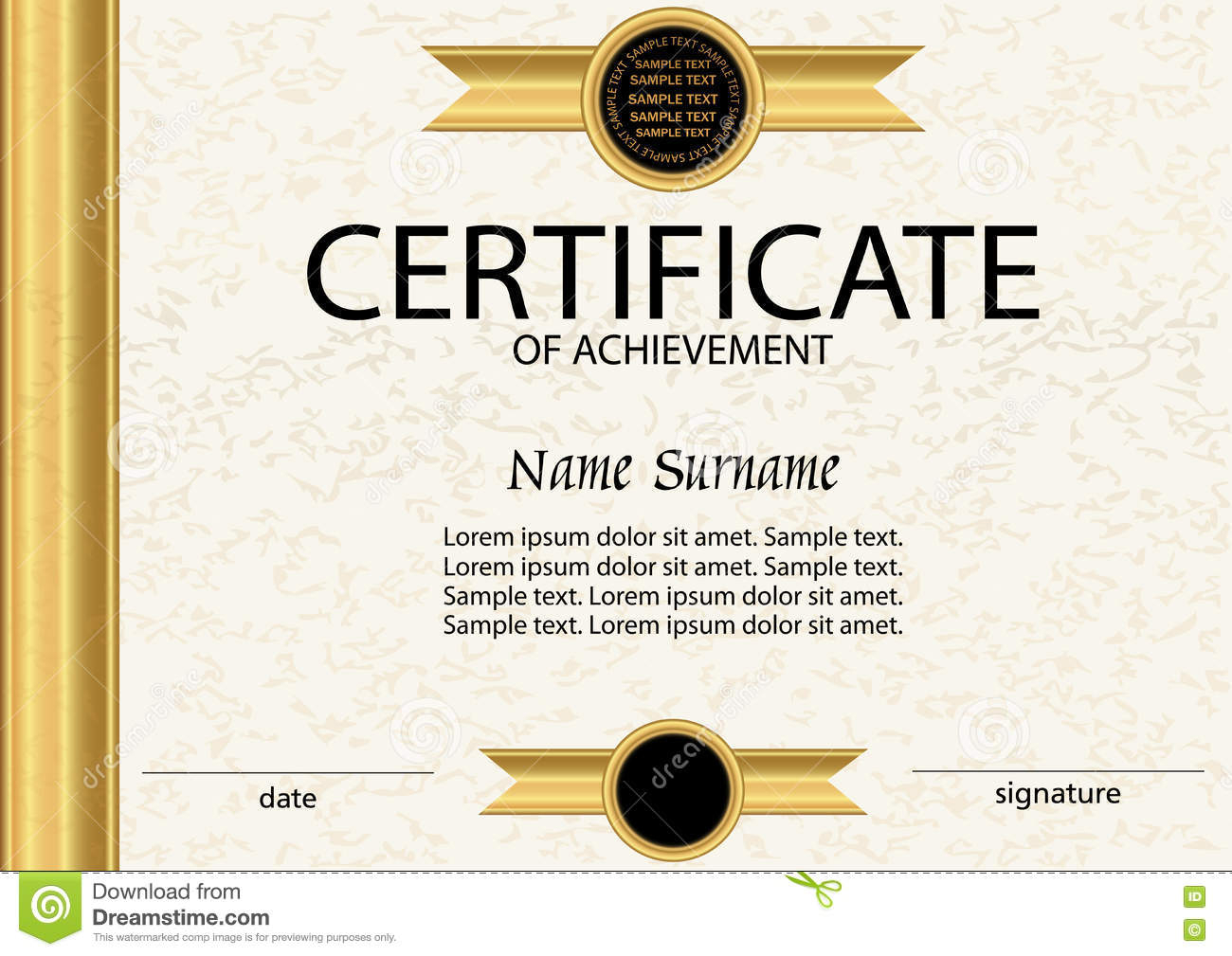 Certificate Of Achievement Or Diploma Template. Vector Stock With Certificate Of Attainment Template