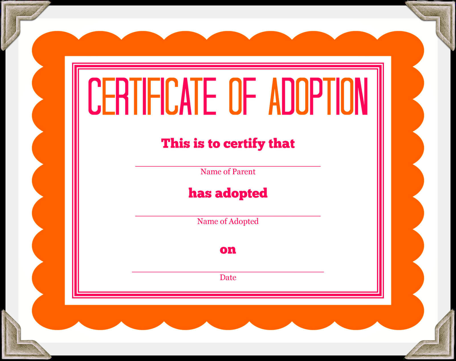 Certificate Of Adoption Template | Certificate Of Inside Adoption Certificate Template