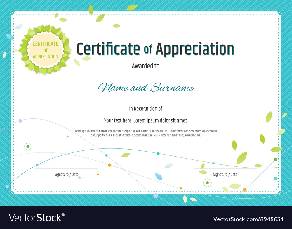Certificate Of Appreciation Template Nature Theme Throughout Free Certificate Of Appreciation Template Downloads