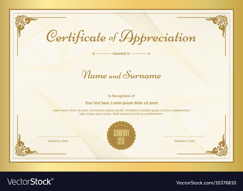 Certificate Of Appreciation Template With Certificates Of Appreciation Template