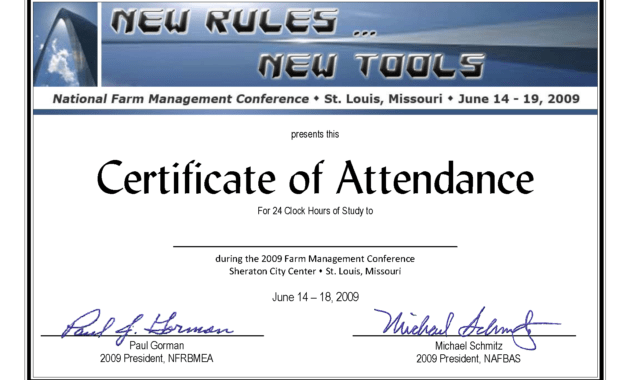 Certificate Of Attendance Conference Template ] - Of with Certificate Of Attendance Conference Template