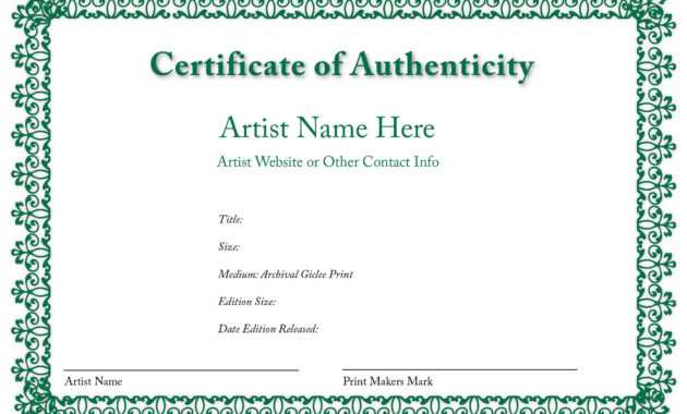 Certificate Of Authenticity Of An Art Print | Certificate throughout Certificate Of Authenticity Template