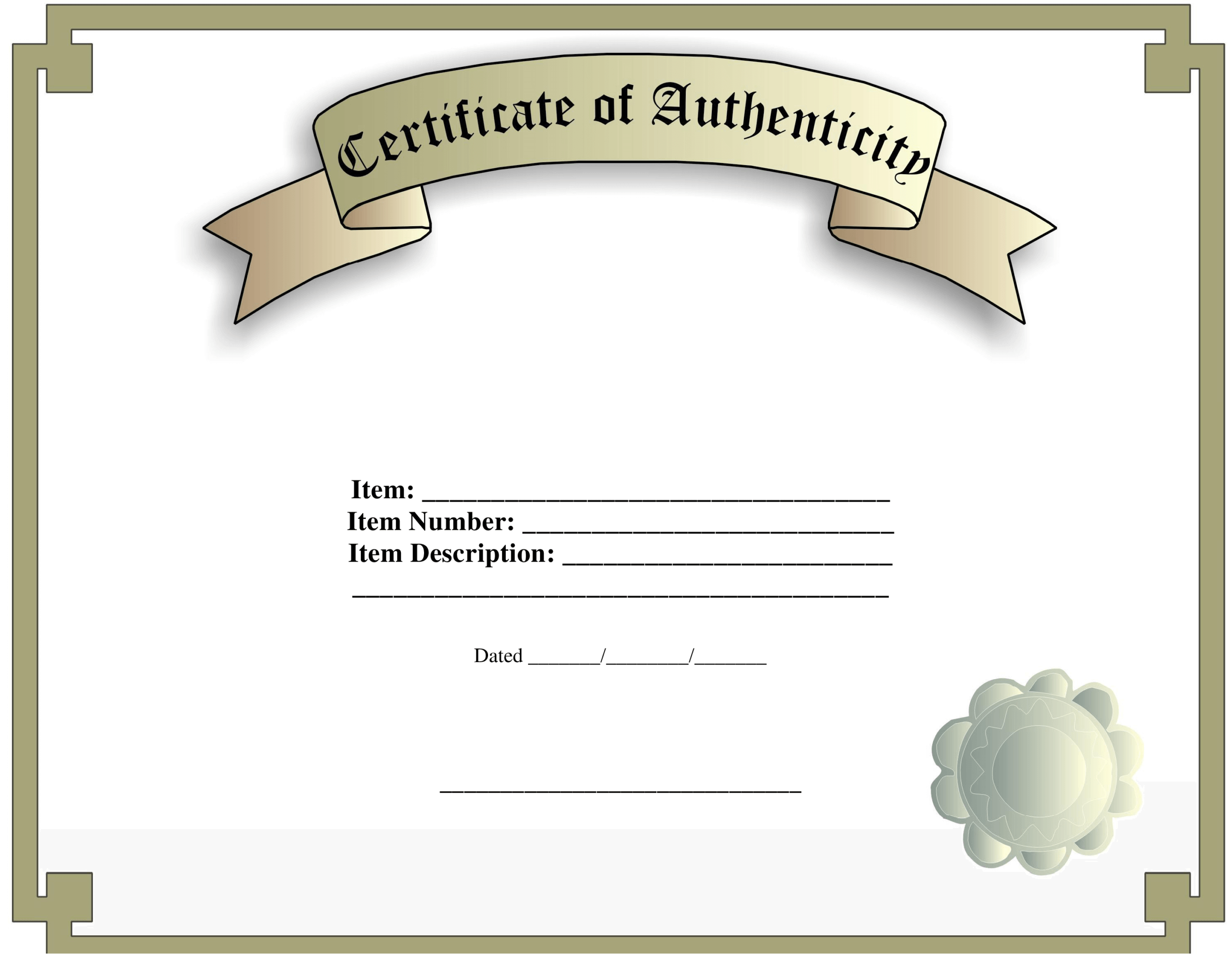 Certificate Of Authenticity Template | Templates At Pertaining To Certificate Of Authenticity Template