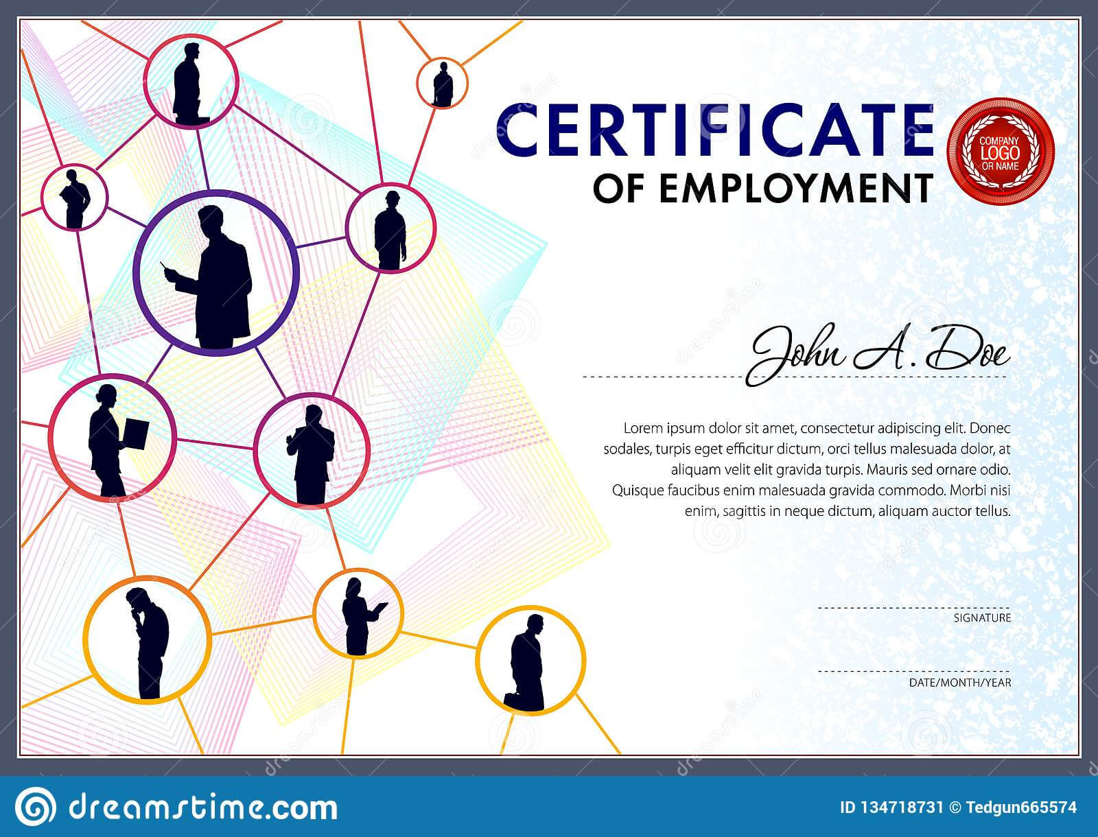 Certificate Of Employment Template. Stock Vector Inside Certificate Of Employment Template